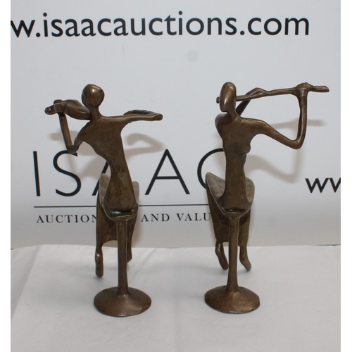 2 - 2 x Bronzed Decorative Figurines Tallest-20cm