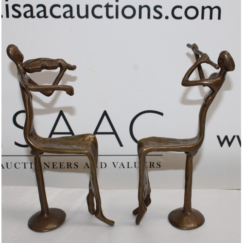 2 - 2 x Bronzed Decorative Figurines Tallest-20cm