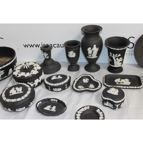 52 - Quantity Of Black Wedgewood 
Tallest:18cm
COLLECTION ONLY