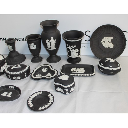 52 - Quantity Of Black Wedgewood 
Tallest:18cm
COLLECTION ONLY