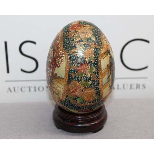 12 - Vintage Royal Satsuma Ceramic Egg-Hand Painted With Stand Height On Stand-15cm
COLLECTION ONLY