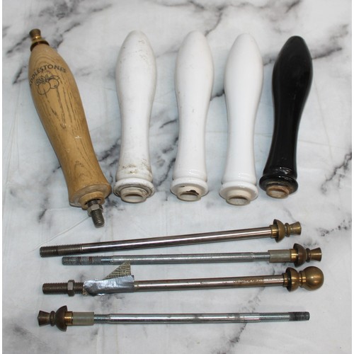 247 - Five Beer Pump Handles and Accessories ( 4 Ceramic / 1 Wooden)