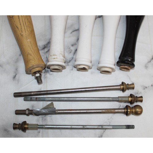 247 - Five Beer Pump Handles and Accessories ( 4 Ceramic / 1 Wooden)