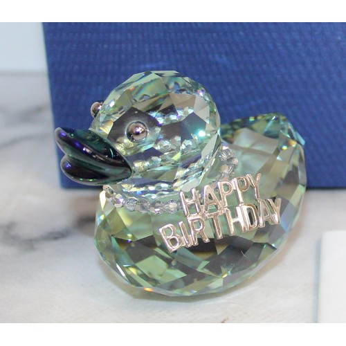 75 - Boxed Swarovski Happy Birthday Duck Green/Erinite Crystal