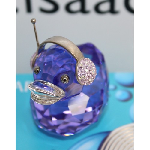 79 - Boxed Swarovski Happy Duck DJ Version With Headphones And Record Pedestal