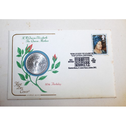 348 - 2 x Albums Containing A selection Of Stamps Some First Day Covers One With Coin And One Unfranked  P... 