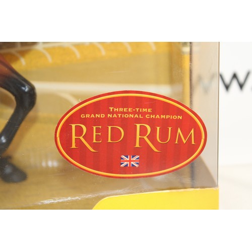 104 - 3 X RED RUM ITEMS INC-BREYER RACING LEGENDS RED RUM NO 1247 MAKER OF THE WORLD'S FINEST MODEL HORSES... 