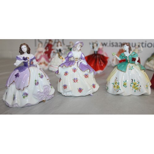 115 - 18 Collectable Coalport/Royal Doulton Figurines Tallest 10cm Slight Damage To A Few ( See Pictures )... 