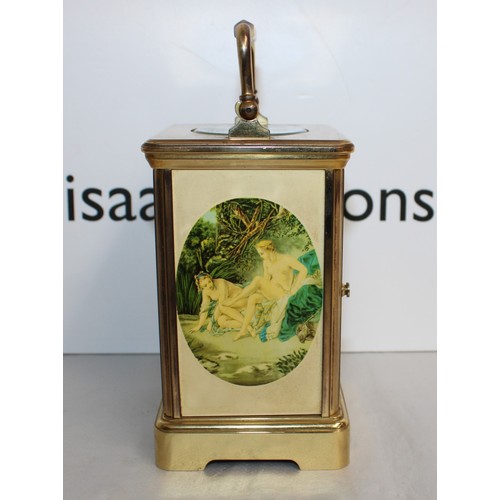 37 - L'Epee Fondee en 1839 Sainte Suxanne France Decorative Brass Carriage Clock Height-13cm x 9cm x 8cm
...