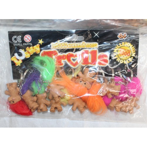Large Quantity Of Millennium TROLLS Key Rings In Individual Bags