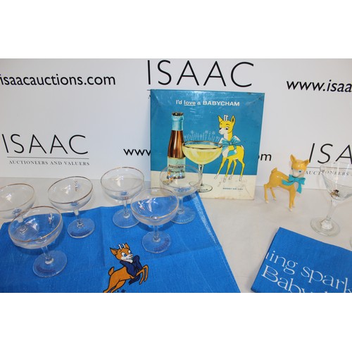 263 - Collectable BabyCham Glasses, Sign And Figure. 2 X Martini Glasses 6 x Champagne Glasses
COLLECTION ... 