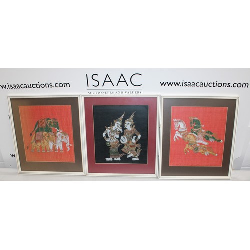 244 - 3 x Framed Oriental Paintings/Prints On Silk 33.5cm x 37cm
COLLECTION ONLY