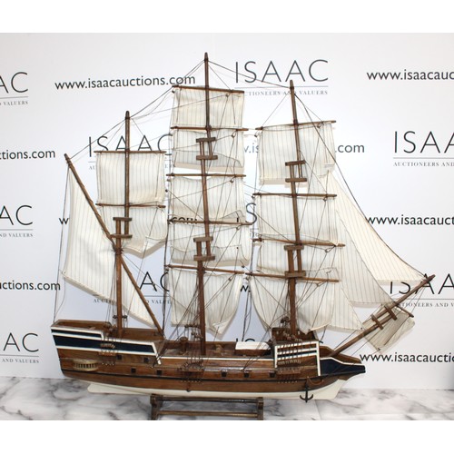 166 - Wooden Ship On Stand Length 73cm Height 82cm
COLLECTION ONLY