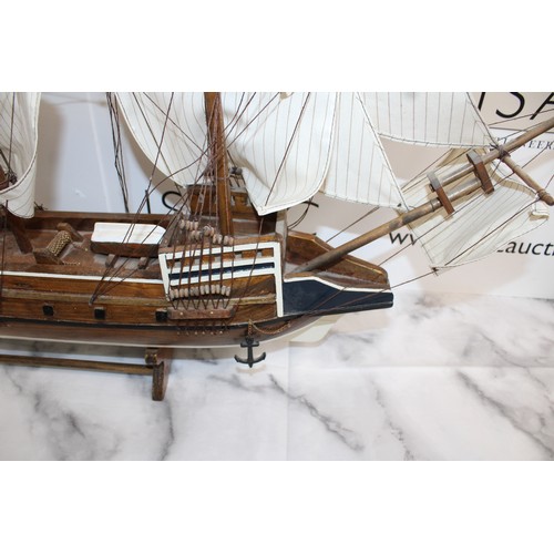 166 - Wooden Ship On Stand Length 73cm Height 82cm
COLLECTION ONLY