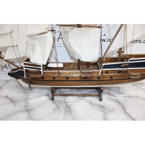 166 - Wooden Ship On Stand Length 73cm Height 82cm
COLLECTION ONLY