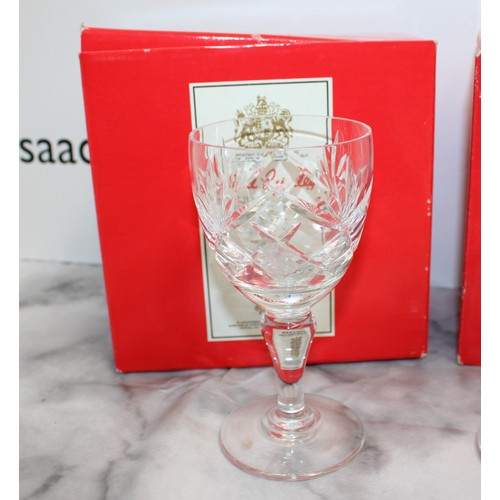 55 - 3 x Boxed Royal Brierley The Finest English Full Lead Crystal Small Wine Glasses 2 x Glasses In Each...