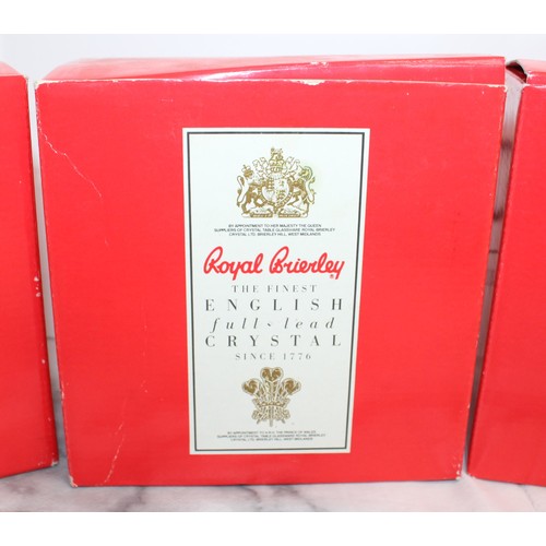 55 - 3 x Boxed Royal Brierley The Finest English Full Lead Crystal Small Wine Glasses 2 x Glasses In Each...