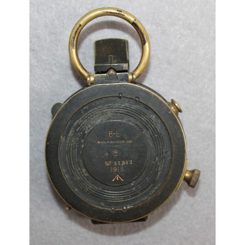 326 - MADE IN SWITZERLAND No 32212 WWI 1915 Compass In Case