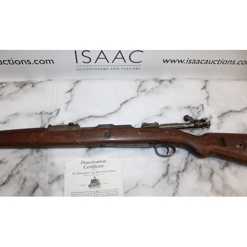 331 - German B/A Mauser Rifle With Deactivation Certificate No 2028
Proof On Age With I.D On Collection
Co... 