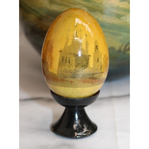 181 - Eleven Russian Wooden/Metal Hand Painted Decorative Eggs Largest-29cm Some On Stands