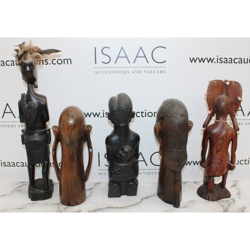 61 - Selection Of 5 x Wooden African Figurines And Heads
Tallest 43cm...