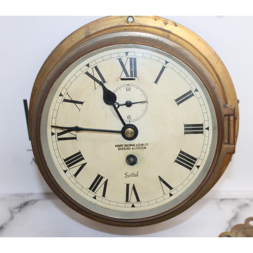 39 - Brass Sestrel Ship Clock With Key Untested
COLLECTION ONLY...