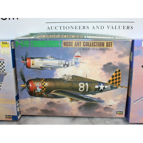 964 - 3 x Boxed Hasegawa Model Hobby Kits Military Air Craft