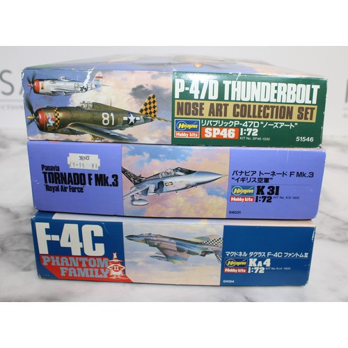 964 - 3 x Boxed Hasegawa Model Hobby Kits Military Air Craft