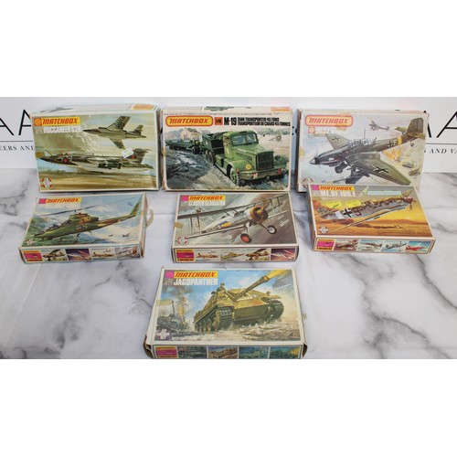 966 - 7 x Boxed Matchbox Model Kits Inc-Military Air Craft/Tanks/Transporter