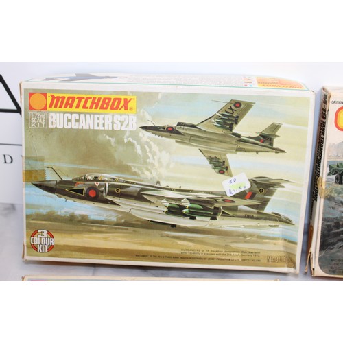 966 - 7 x Boxed Matchbox Model Kits Inc-Military Air Craft/Tanks/Transporter