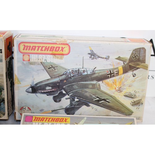 966 - 7 x Boxed Matchbox Model Kits Inc-Military Air Craft/Tanks/Transporter