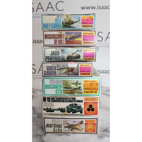 966 - 7 x Boxed Matchbox Model Kits Inc-Military Air Craft/Tanks/Transporter