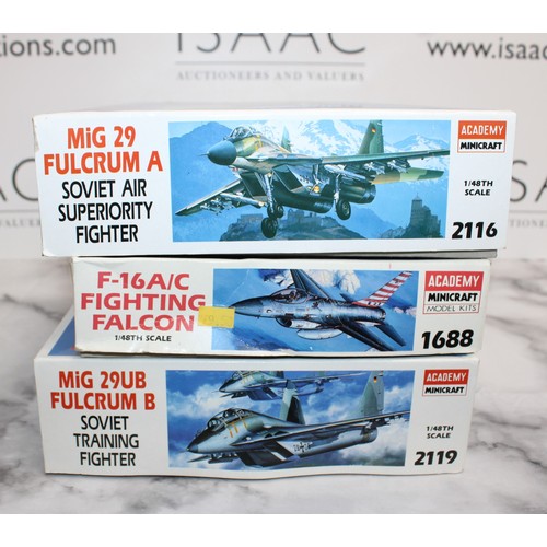 968 - 3 x Boxed Minicraft Military Air Craft Model Kits