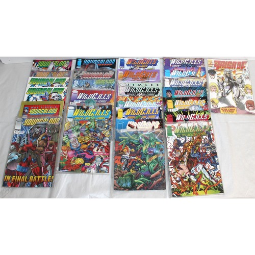 56 - A Quantity Of Comics  Including Young Blood, Wild Cats Covert Action Team , Wild Cats Trilogy And Br... 