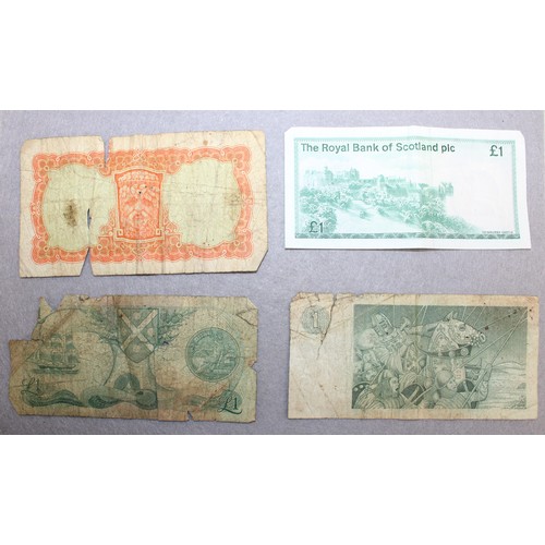 336 - 4 x Bank Notes Inc-Bank Of Scotland One Pound Notes & Bank Of Ireland Ten Shillings Note