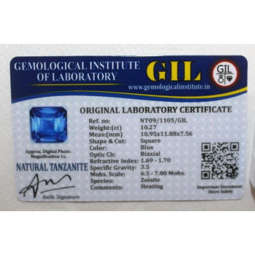 405 - 2 x GEMOLOGICAL INSTITUTE OF LABORATORY NATURAL TANZANITE & NATURAL RUBY With Original Laboratory Ce... 