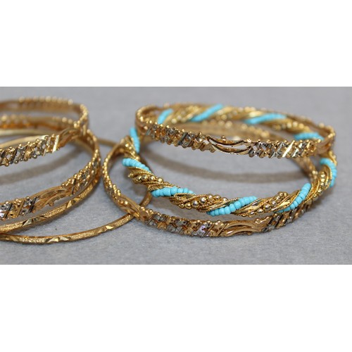 407 - 7 x Asian Gold Tone Bangles