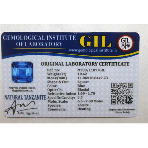 417 - 1 x GEMOLOGICAL INSTITUTE OF LABORATORY NATURAL TANZANITE With Original Laboratory Certificate