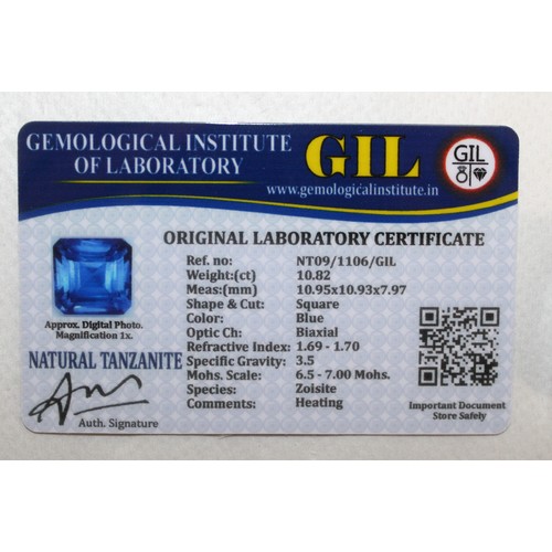 418 - 1 x GEMOLOGICAL INSTITUTE OF LABORATORY NATURAL TANZANITE With Original Laboratory Certificate