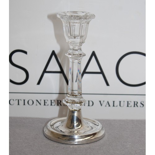 448 - Crystal Silver Hallmarked Candle Stick Height 15.5cm