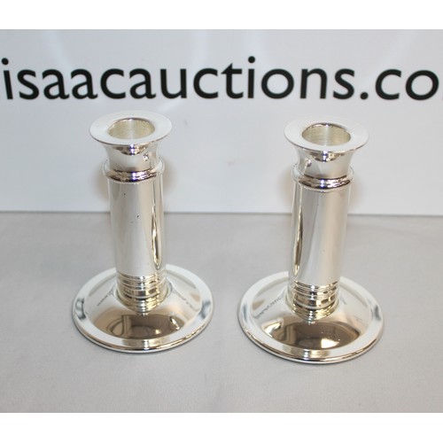 459 - Boxed Silver Plated Candlesticks Height 10'5 cm