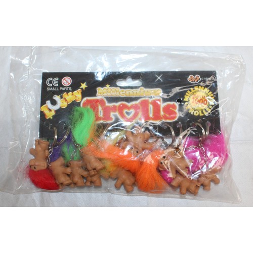 659 - Large Quantity Of Millennium TROLLS Key Rings In Individual Bags