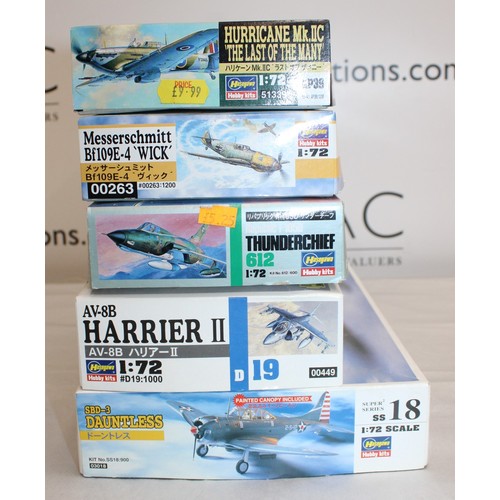 667 - Five Boxed Hasegawa Military Plane Models