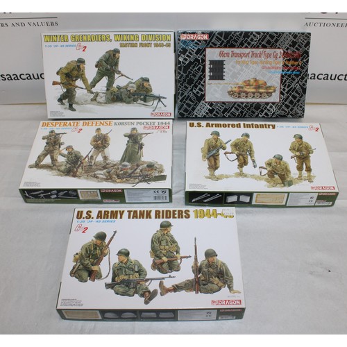 668 - Five Boxes of DRAGON Military Model Figures & Tank