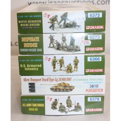 668 - Five Boxes of DRAGON Military Model Figures & Tank