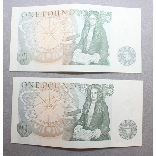 341 - Two Bank of England £1 Notes - Cashier J B Page