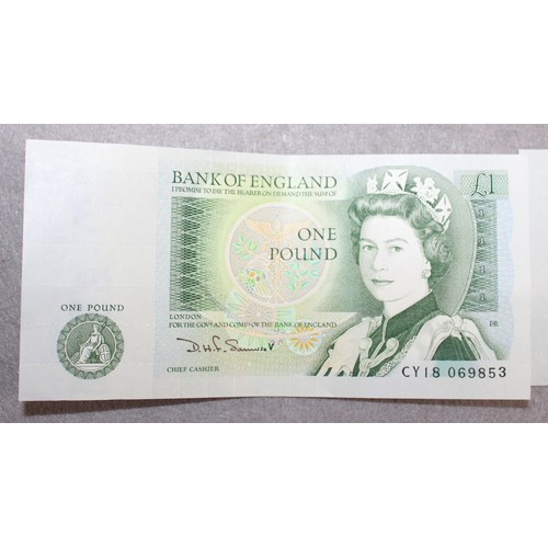 343 - Three Consecutive Bank of England £1 Banknotes - Cashier Somerset