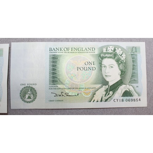 343 - Three Consecutive Bank of England £1 Banknotes - Cashier Somerset