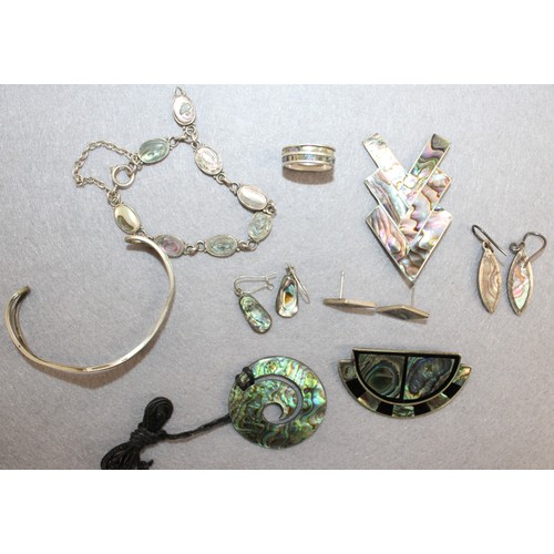 468 - Collection Of Mother Of Pearl/Abalone Shell Etc Some Stamped Silver Jewellery Items