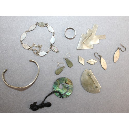 468 - Collection Of Mother Of Pearl/Abalone Shell Etc Some Stamped Silver Jewellery Items